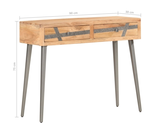 Mesa consola de madera maciza de acacia 90x30x75 cm