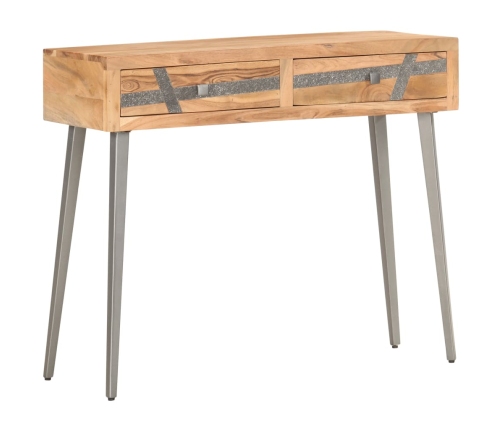 Mesa consola de madera maciza de acacia 90x30x75 cm