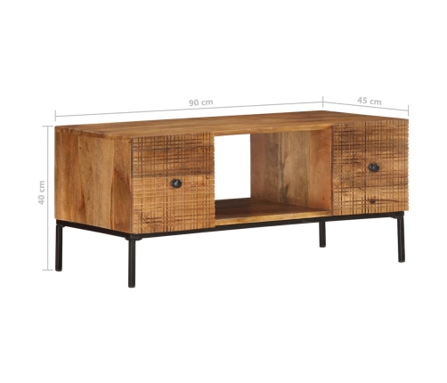 Mesa de centro de madera maciza de mango 90x45x40cm