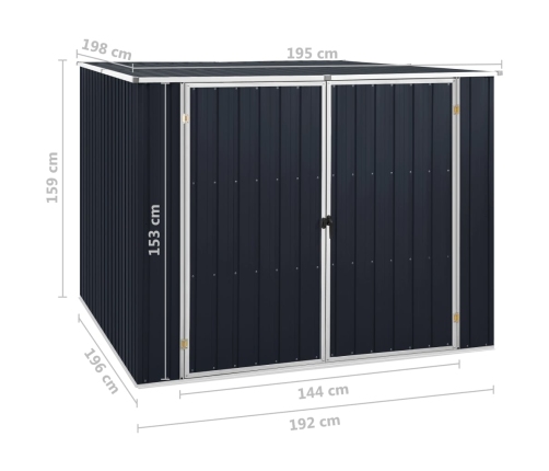 Cobertizo de jardín acero galvanizado antracita 195x198x159 cm