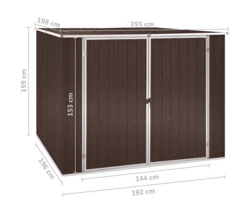 Cobertizo de jardín acero galvanizado marrón 195x198x159 cm