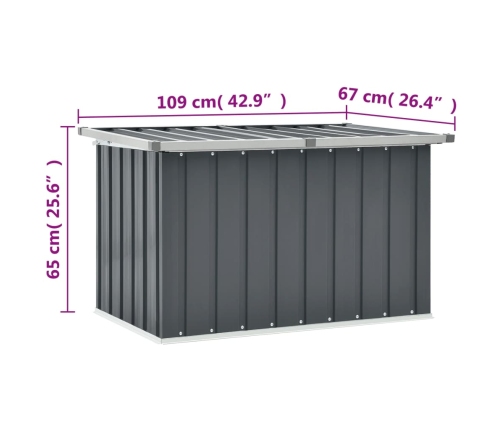 vidaXL Caja de almacenaje para jardín gris 109x67x65 cm