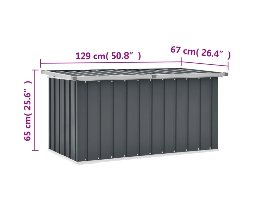 Caja de almacenaje para jardín gris 129x67x65 cm