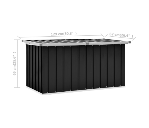 Caja de almacenaje para jardín gris antracita 129x67x65 cm