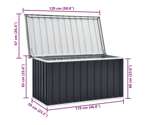 Caja de almacenaje para jardín gris antracita 129x67x65 cm