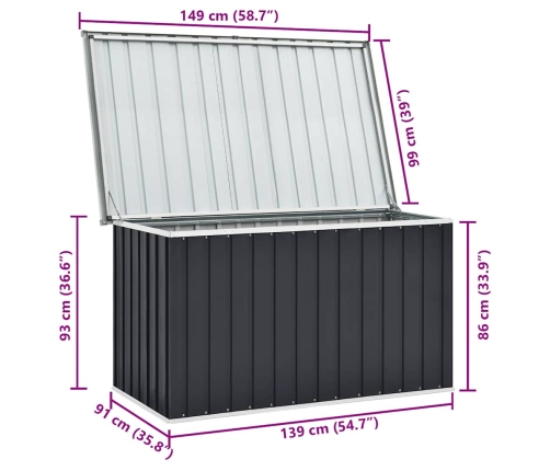 Caja de almacenaje para jardín gris antracita 149x99x93 cm