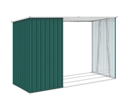 Cobertizo jardín de leña acero galvanizado verde 245x98x159 cm