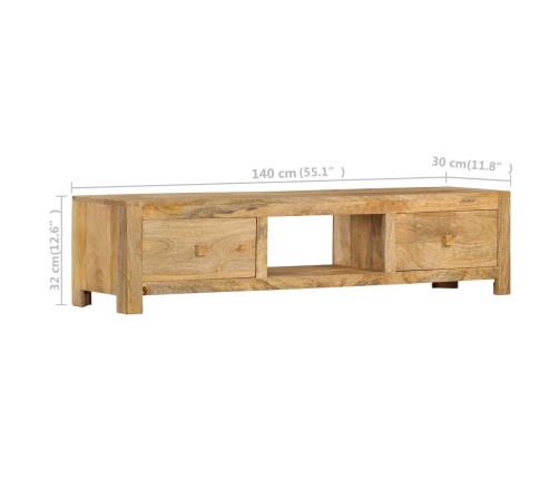 Mueble para TV de madera maciza de mango 140x30x32 cm