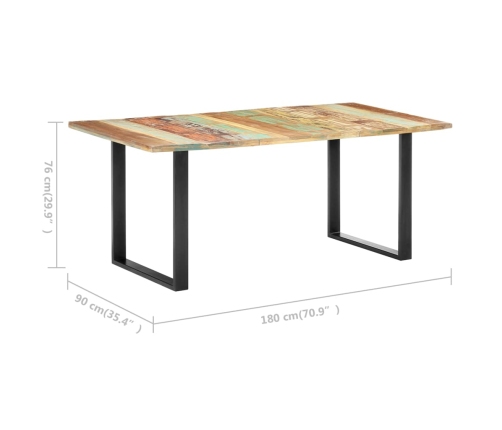 Mesa de comedor de madera maciza reciclada 180x90x76 cm