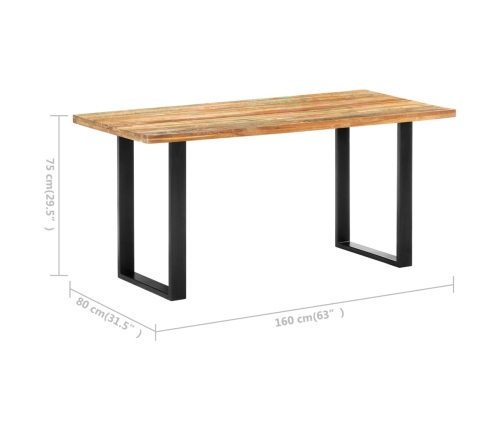 Mesa de comedor de madera maciza reciclada 160x80x75 cm