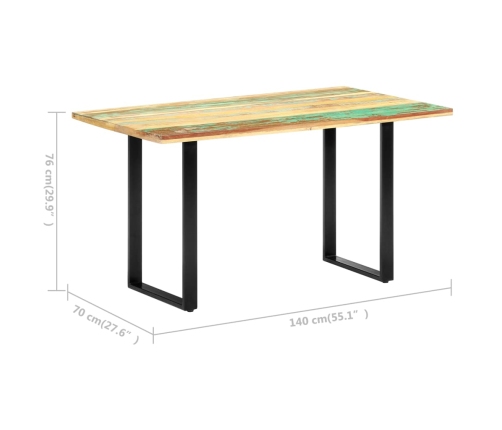 Mesa de comedor de madera maciza reciclada 140x70x76 cm