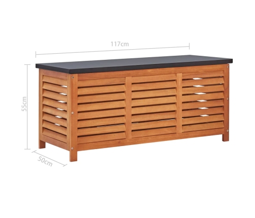 Caja de almacenaje jardín madera maciza eucalipto 117x50x55 cm