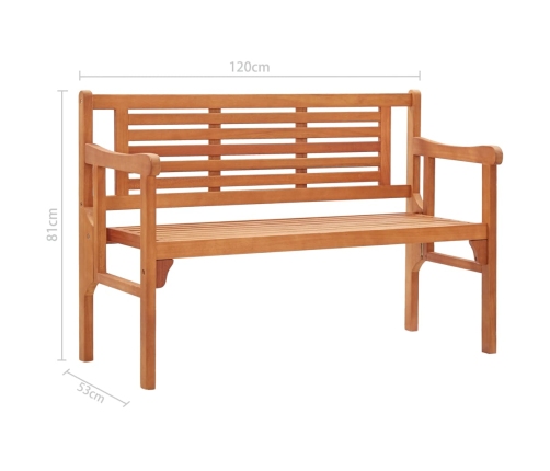 Banco de jardín plegable de madera maciza de eucalipto 120 cm