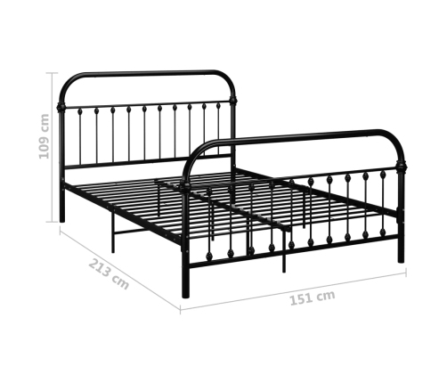 Estructura cama sin colchón con cabecero metal negro 140x200 cm