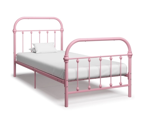 Estructura de cama sin colchón metal rosa 100x200 cm