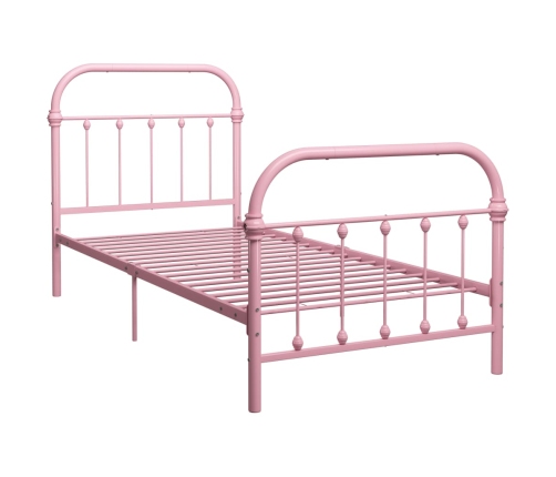 Estructura de cama sin colchón metal rosa 100x200 cm