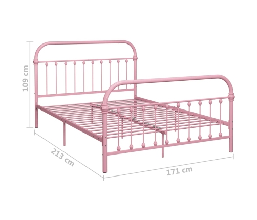 vidaXL Estructura de cama de metal rosa 160x200 cm