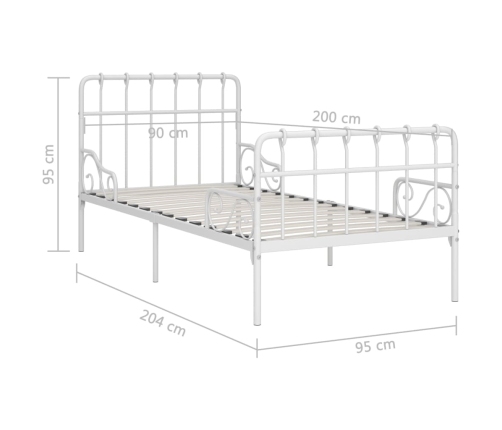 Cama con somier sin colchón metal blanco 90x200 cm