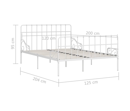 vidaXL Estructura de cama con somier metal blanco 120x200 cm