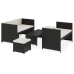 Set muebles de jardín 5 piezas y cojines ratán sintético negro