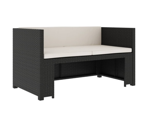 Set muebles de jardín 5 piezas y cojines ratán sintético negro