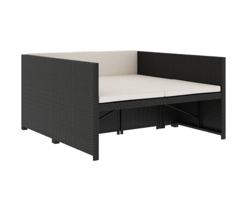 Set muebles de jardín 5 piezas y cojines ratán sintético negro