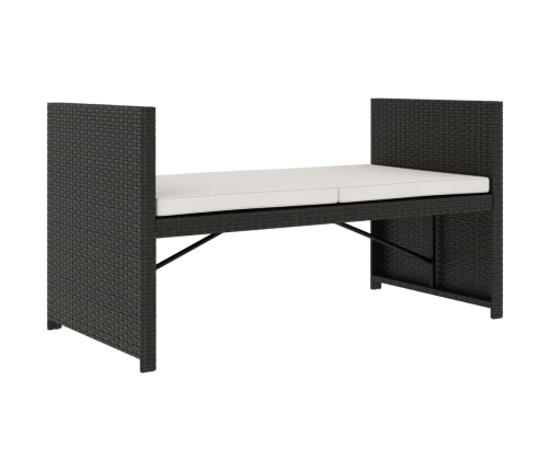 Set muebles de jardín 5 piezas y cojines ratán sintético negro
