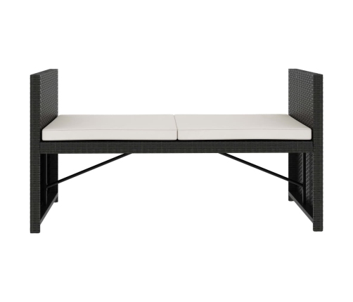 Set muebles de jardín 5 piezas y cojines ratán sintético negro