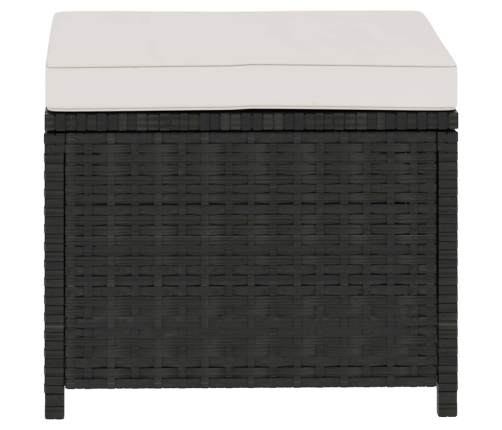 Set muebles de jardín 5 piezas y cojines ratán sintético negro