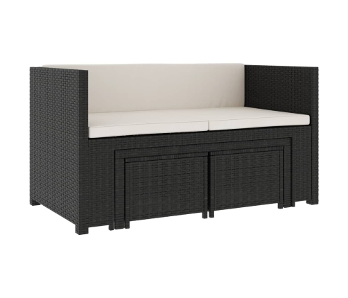 Set muebles de jardín 5 piezas y cojines ratán sintético negro