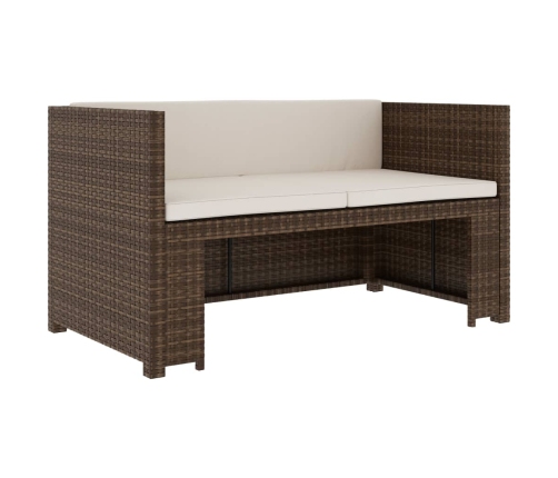 Set muebles de jardín 5 piezas y cojines ratán sintético marrón