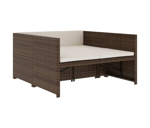 Set muebles de jardín 5 piezas y cojines ratán sintético marrón