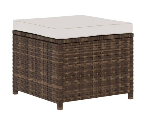 Set muebles de jardín 5 piezas y cojines ratán sintético marrón