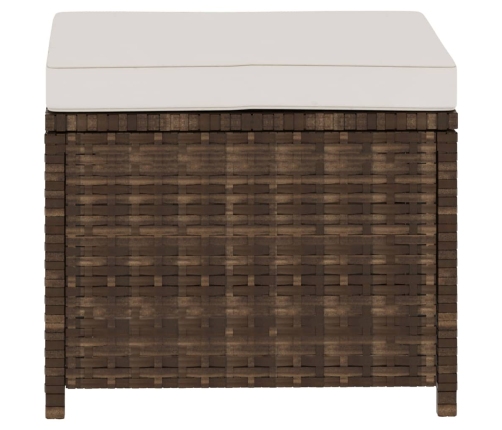 Set muebles de jardín 5 piezas y cojines ratán sintético marrón