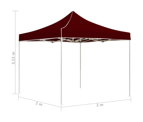 Carpa plegable profesional de aluminio color burdeos 2x2 m