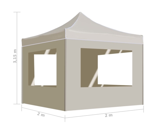 Carpa plegable profesional paredes aluminio color crema 2x2 m