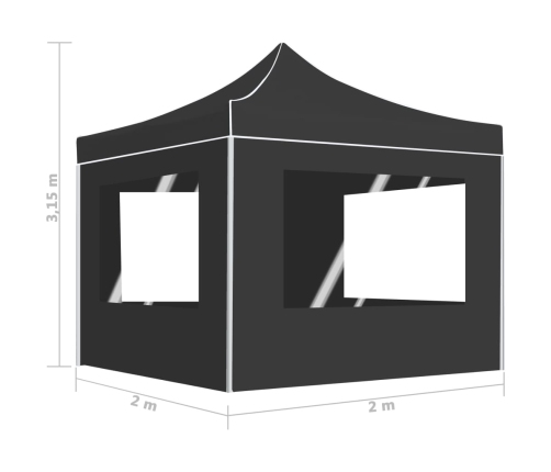 Carpa plegable profesional con paredes aluminio gris 2x2 m