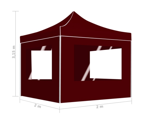 Carpa plegable profesional paredes aluminio color burdeos 2x2 m