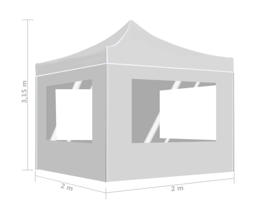 Carpa plegable profesional con paredes aluminio blanco 2x2 m