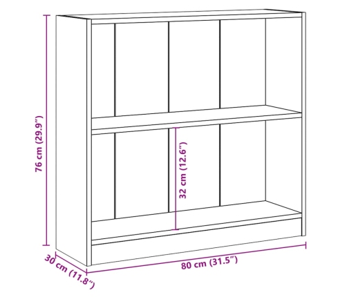 Estantería de madera contrachapada negro 80x24x75 cm