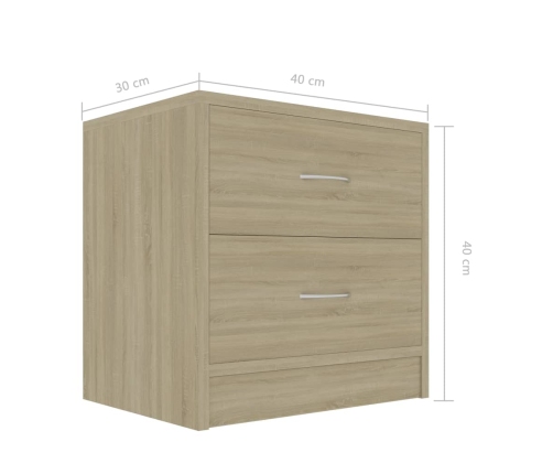 vidaXL Mesita de noche madera contrachapada color roble 40x30x40 cm