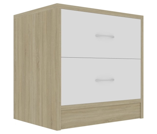 Mesita de noche madera contrachapada blanco roble 40x30x40 cm