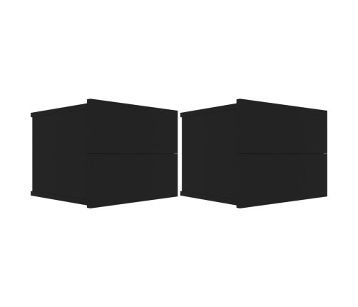 Mesitas de noche 2 uds madera contrachapada negro 40x30x30 cm