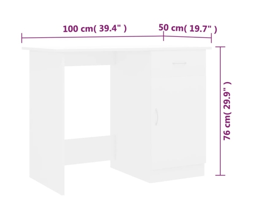 Escritorio de madera contrachapada blanco 100x50x76 cm