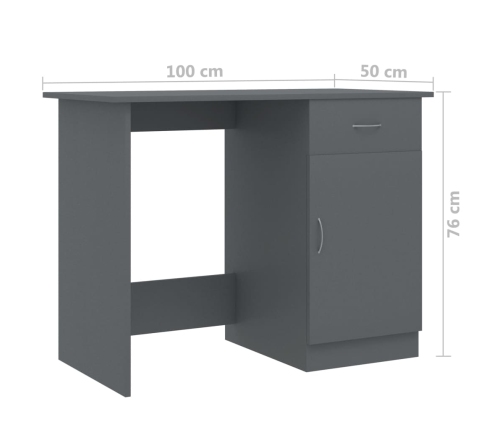 Escritorio de madera contrachapada gris 100x50x76 cm