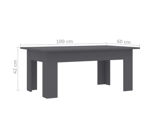 Mesa de centro de madera contrachapada gris 100x60x42 cm