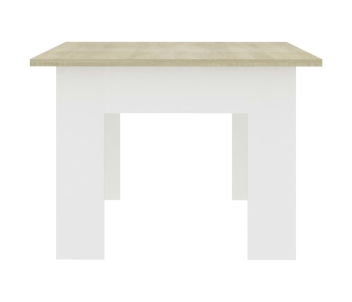 Mesa de centro madera contrachapada blanco y roble 100x60x42 cm