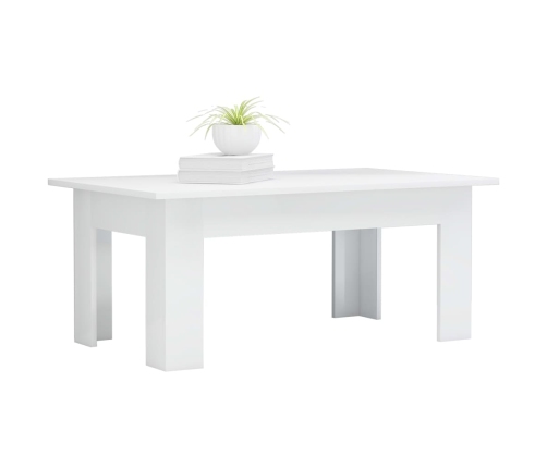 vidaXL Mesa de centro madera contrachapada blanco brillo 100x60x42 cm