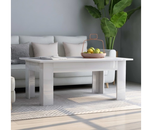 vidaXL Mesa de centro madera contrachapada blanco brillo 100x60x42 cm