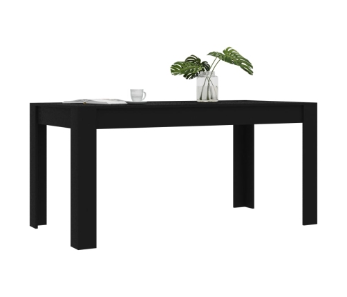 vidaXL Mesa de comedor de madera de ingeniería negra 160x80x76 cm